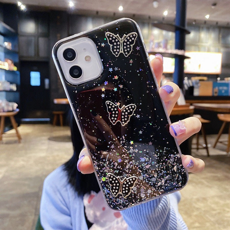 For iPhone 11 Case TPU Phone Protective Cover Sequins Epoxy Butterfly Design For iPhone 11 Case TPU Phone Protective Cover Sequins Epoxy Butterfly Design